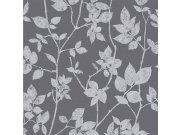 Šedo-stříbrná vliesová tapeta s větvičkami, listy 113947, Reclaim, Graham&Brown