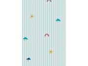 Tapety Yara Tapety dle materiálu Vliesové tapety - Pruhovaná dětská vliesová tapeta s mráčky, 118583, Joules, Graham&Brown Pruhovaná dětská vliesová tapeta s mráčky, 118583, Joules, Graham&Brown