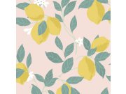 Růžová vliesová tapeta s citrony, 118723, Envy