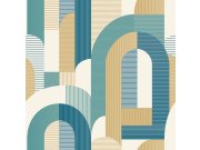 Tyrkysová vliesová tapeta, styl Art Deco MN3612, Maison, Grandeco