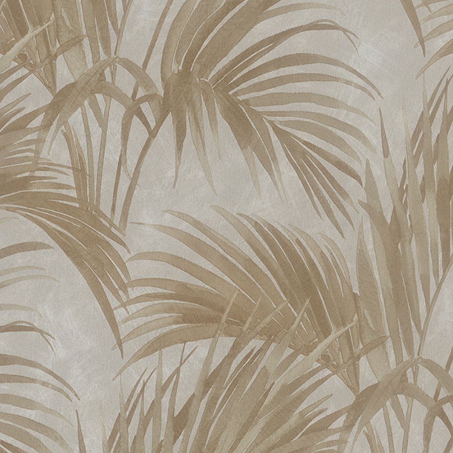 Béžová vliesová tapeta na zeď, Listy, Z66826, Satin Flowers, Zambaiti Parati - Vliesové tapety