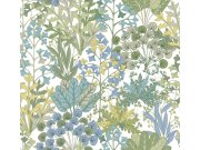 Bílá vliesová tapeta s rostlinami a listy, BL1814, Blooms Second Edition Resource Library, York
