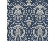 Modrá předklížená zámecká tapeta na zeď DM4901, Damask, York