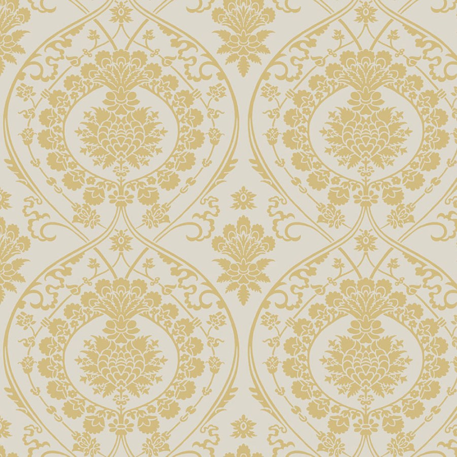 Béžová předklížená zámecká tapeta na zeď DM4903, Damask, York