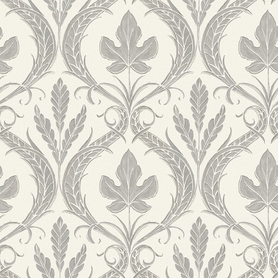 Tapety Yara - Tapety dle materiálu - Papírové tapety - Šedobílá předklížená tapeta na zeď, listy, ornamenty DM4925, Damask, York Šedobílá předklížená tapeta na zeď, listy, ornamenty DM4925, Damask, York - Papírové tapety