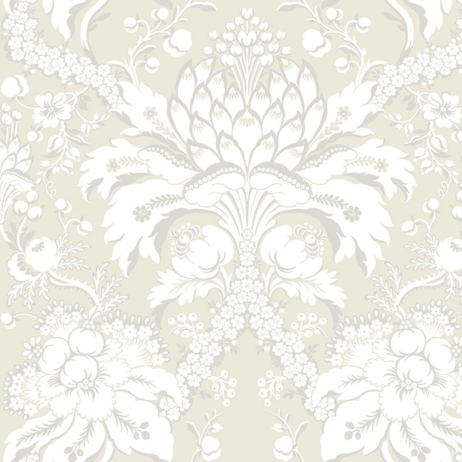 Krémová předklížená tapeta s ornamenty DM4956, Damask, York - Papírové tapety