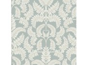 Zelená předklížená tapeta s bílo-béžovými listy DM4964, Damask, York