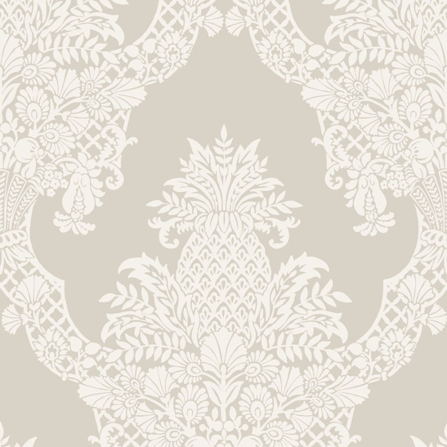 Tapety Yara - Tapety dle materiálu - Papírové tapety - Šedobéžová předklížená tapeta, ananas, ornamenty DM4972, Damask, York Šedobéžová předklížená tapeta, ananas, ornamenty DM4972, Damask, York - Papírové tapety