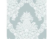 Tyrkysová předklížená tapeta, ananas, ornamenty DM4973, Damask, York