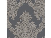 Tapety Yara Tapety dle materiálu Papírové tapety - Tmavě šedá předklížená tapeta, metalické ornamenty DM4975, Damask, York Tmavě šedá předklížená tapeta, metalické ornamenty DM4975, Damask, York