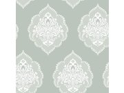 Zelená předklížená zámecká tapeta na zeď DM4982, Damask, York