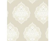 Béžová předklížená zámecká tapeta na zeď DM4983, Damask, York