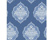 Modrá předklížená zámecká tapeta na zeď DM4986, Damask, York