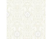 Béžová předklížená tapeta listy, květiny, ornamenty DM4993, Damask, York
