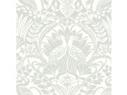 Zelenobílá předklížená tapeta, ornamenty, listy DM4998, Damask, York