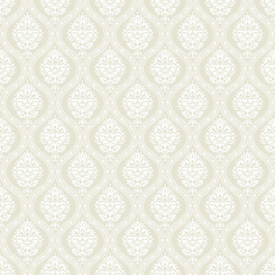 Béžová předklížená tapeta, damaškový vzor DM5025, Damask, York - Papírové tapety