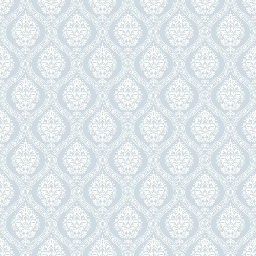 Světle modrá předklížená tapeta, damaškový vzor DM5026, Damask, York