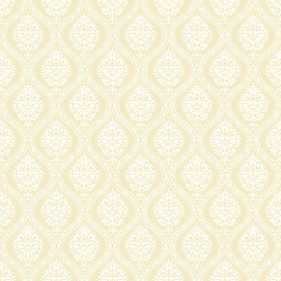 Žlutá předklížená tapeta na zeď, damaškový vzor DM5029, Damask, York - Papírové tapety