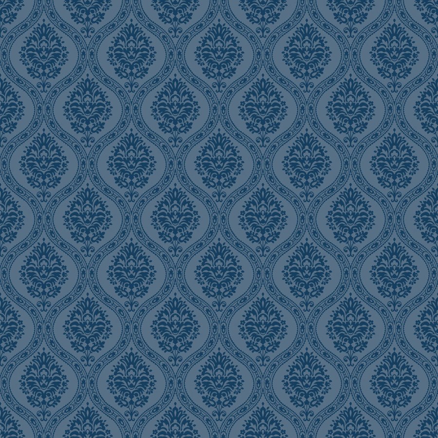 Modrá předklížená tapeta na zeď, damaškový vzor DM5030, Damask, York - Papírové tapety