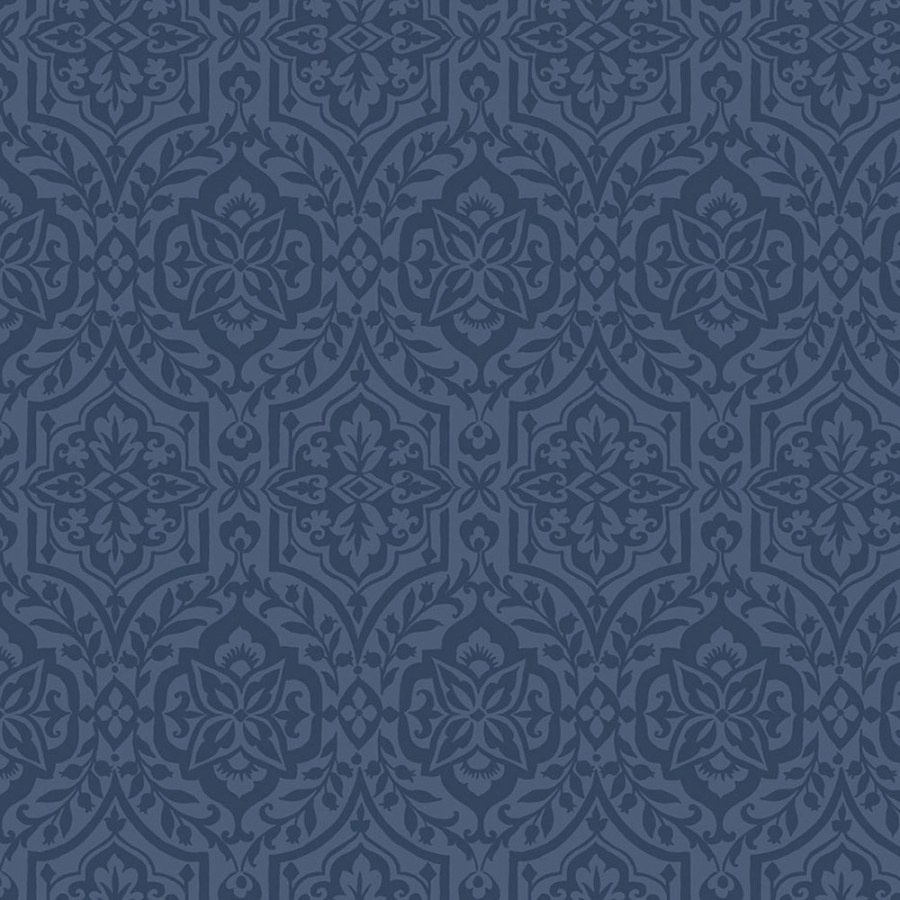 Modrá předklížená zámecká tapeta na zeď DM5037, Damask, York - Papírové tapety