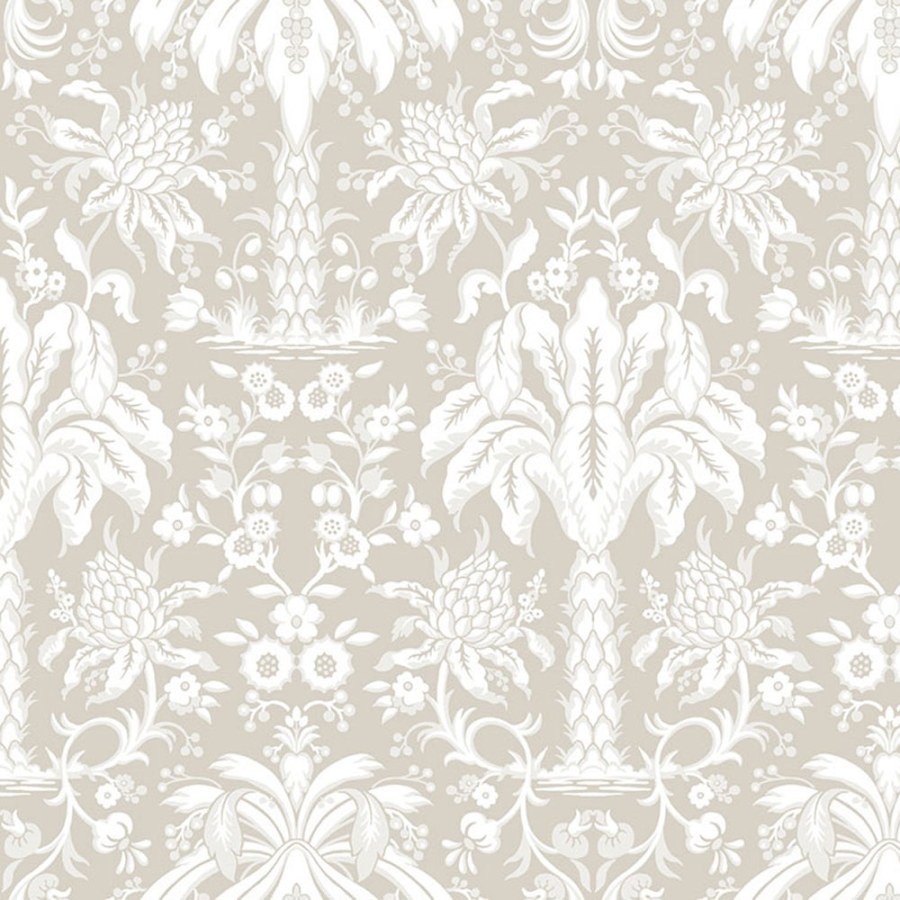 Béžová papírová tapeta na zeď -ornamenty, palmy DM5013, Damask, York - Papírové tapety