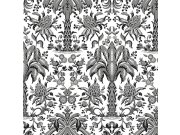 Šedo-černá papírová tapeta -ornamenty, palmy DM5014, Damask, York