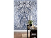 Modrobílá předklížená obrazová tapeta, damaškový vzor DM4912M, 3,41 x 2,74m, Damask, York