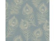 Modrá vliesová tapeta s pavími pery, EV3943, Candice Olson Casual Elegance, York