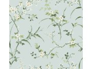 Světle modrá vliesová tapeta na zeď, rozkvetlé větvičky, BL1742, Blooms Second Edition Resource Library, York