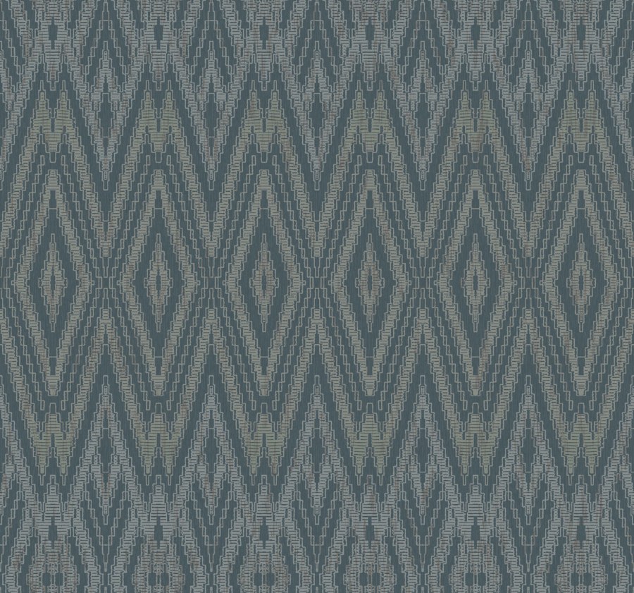 Modrá geometrická vliesová tapeta na zeď, EV3915, Candice Olson Casual Elegance, York - Vliesové tapety