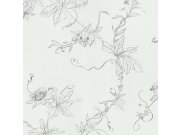 Bílá vliesová květinová tapeta na zeď, 220951, Preloved, BN Walls
