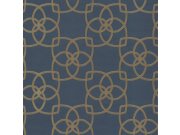 Luxusní modrá vliesová tapeta, zlaté ornamenty DD3711, Dazzling Dimensions 2, York