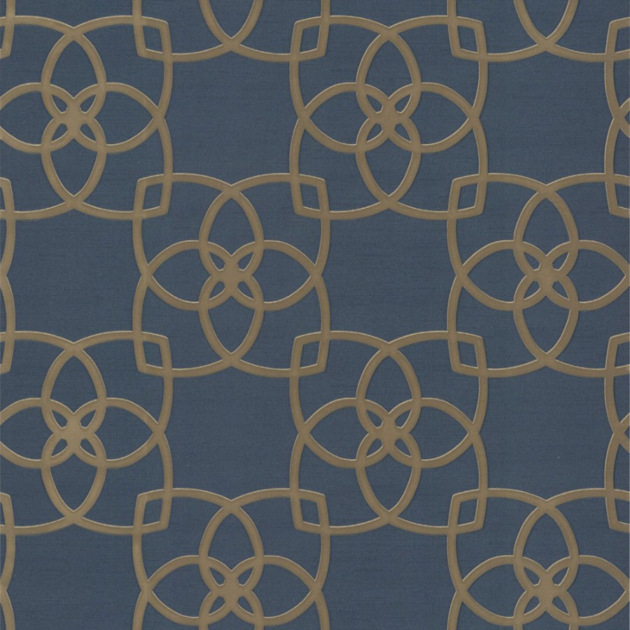 Luxusní modrá vliesová tapeta, zlaté ornamenty DD3711, Dazzling Dimensions 2, York - Vliesové tapety