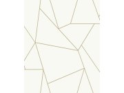 Bílo-zlatá geometrická vliesová tapeta na zeď, MD7182, Modern Metals, York