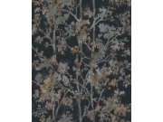 Černá metalická květinová vliesová tapeta na zeď, NW3580, Modern Metals, York