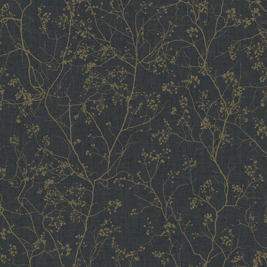 Černá vliesová tapeta se zlatými větvičkami DD3811, Dazzling Dimensions 2, York - Vliesové tapety