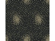 Černo-zlatá vliesová tapeta s listy, MD7102, Modern Metals, York
