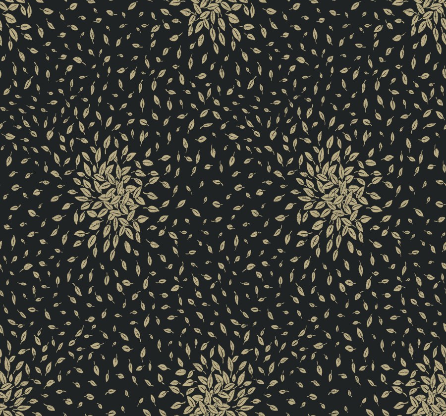 Černo-zlatá vliesová tapeta s listy, MD7102, Modern Metals, York
