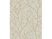 Béžovo-zlatá vliesová tapeta s větvičkami stromu, MD7122, Modern Metals, York