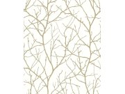 Bílo-zlatá vliesová tapeta na zeď, větvičky stromu, MD7126, Modern Metals, York