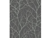 Šedo-stříbrná vliesová tapeta na zeď, větvičky stromu, MD7125, Modern Metals, York