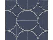 Modro-stříbrná geometrická vliesová tapeta na zeď, MD7204, Modern Metals, York