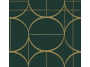 Zeleno-zlatá geometrická vliesová tapeta na zeď, MD7203, Modern Metals, York