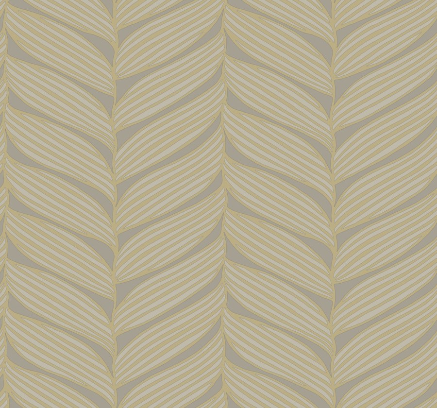 Šedo-zlatá vliesová tapeta na zeď, listy, MD7164, Modern Metals, York - Vliesové tapety