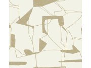 Tapety Yara Tapety dle materiálu Vliesové tapety - Krémovo-zlatá geometrická vliesová tapeta na zeď, MD7113, Modern Metals, York Krémovo-zlatá geometrická vliesová tapeta na zeď, MD7113, Modern Metals, York