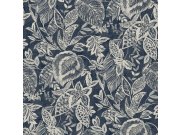 Tmavě modrá vliesová tapeta s listy 171801, Vavex 2024