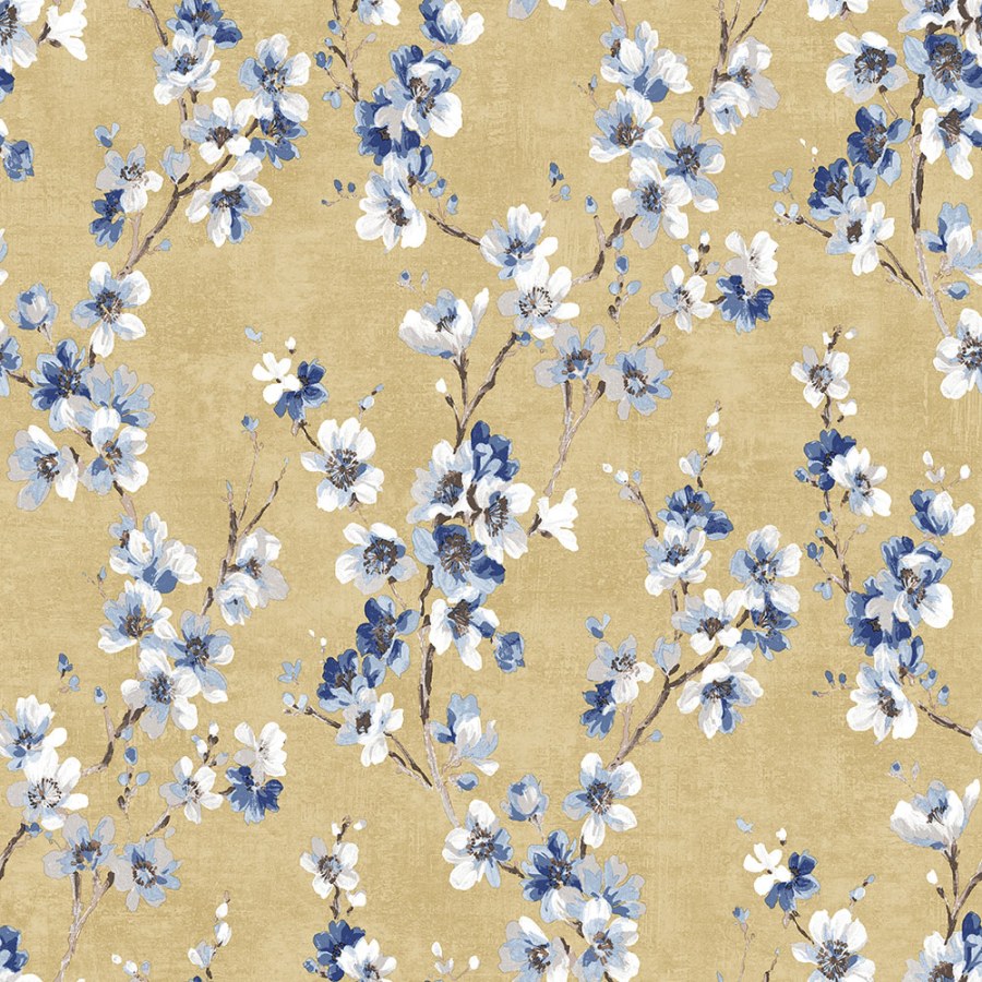 Žlutá vliesová tapeta na zeď, Květy, M52702, Adéle, Ugépa - Vliesové tapety