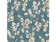 Modrá vliesová tapeta na zeď, Květy, M52704, Adéle, Ugépa