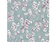 Modrá vliesová tapeta na zeď, Květy, M52791D, Adéle, Ugépa