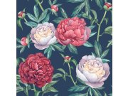 Modrá vliesová tapeta na zeď, Květy, M57301, Adéle, Ugépa